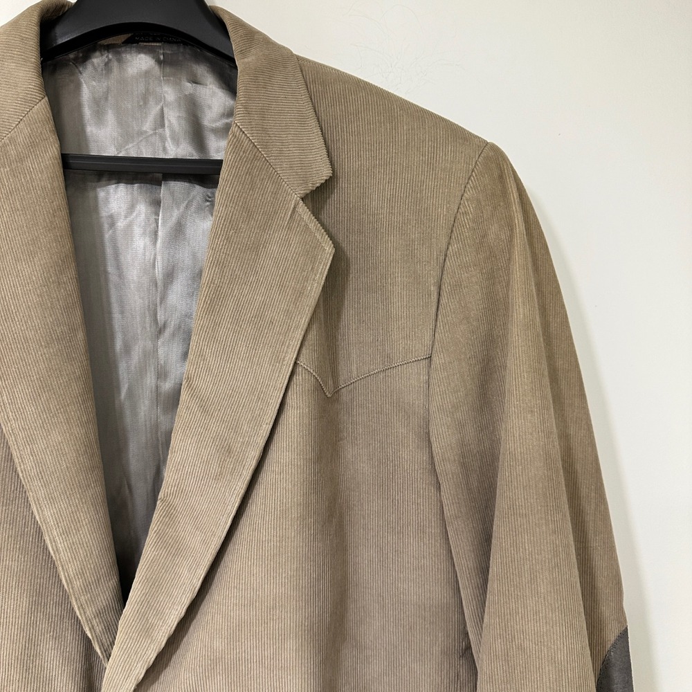 Brad Whitney Mens Corduroy Western Blazer Sport Coat 48XL Tan Elbow Patches